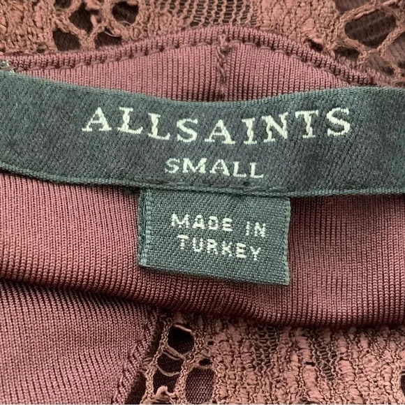 All Saints Ula Mini Dress Burgundy Size S - Picture 8 of 10